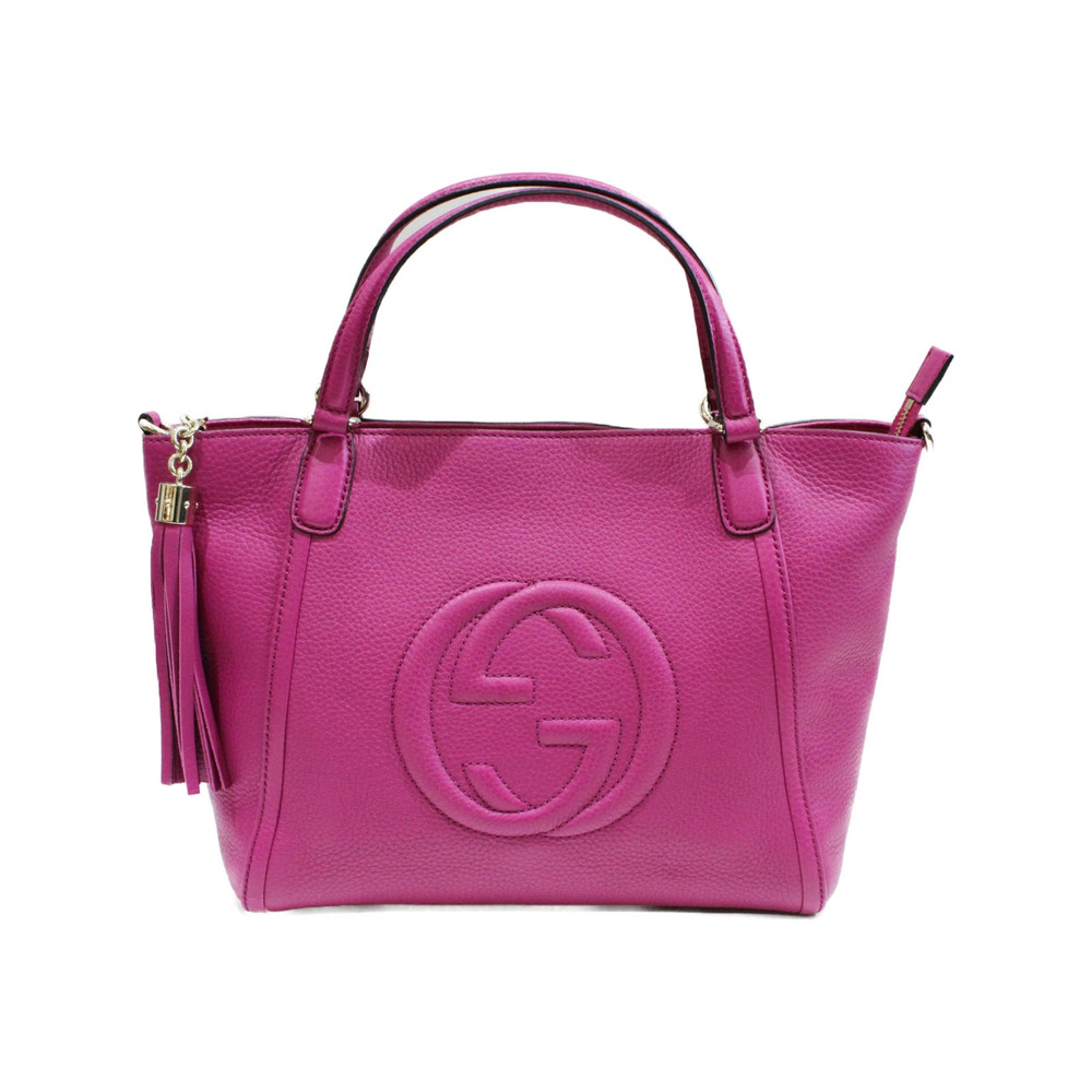 GUCCI Soho Bag Pink Purple Leather Handbag Shoulder